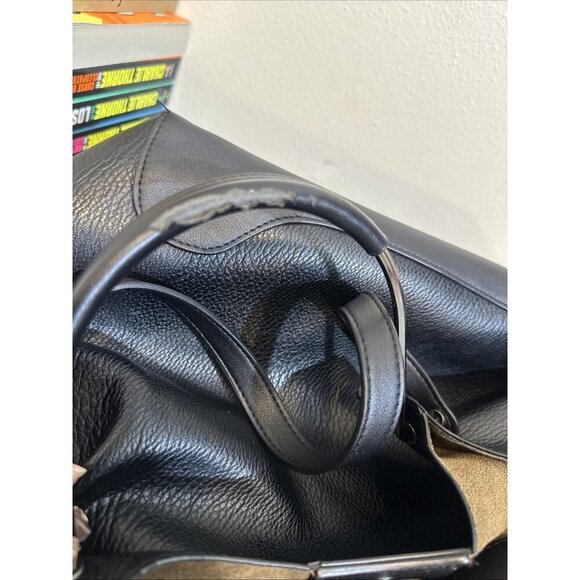 SANDRA ROBERTS SQUARED Leather Black Shoulder Bag - Picture 7 of 10